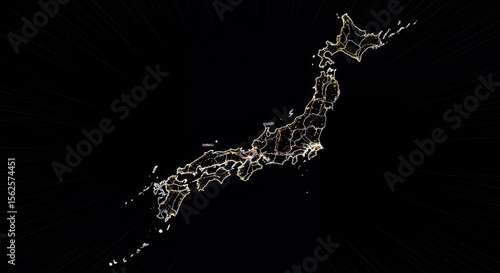 Night Lights Illuminate Japan's Island Chain, a Stunning Aerial View Showing Major Cities and Road Networks.