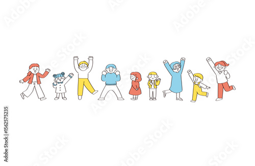 明るい人たちのイラストセット