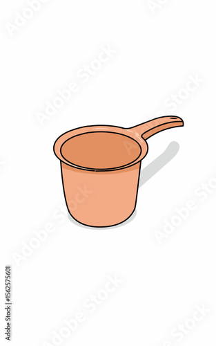 Orange colored bath ladle. Bath object Coloring page