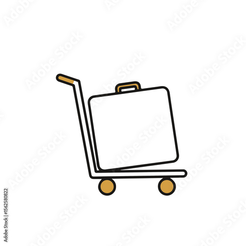 Luggage cart with suitcase on wheels for hotel staff concept  