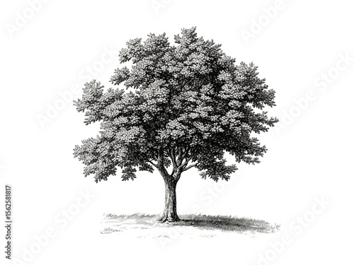 Black Walnut Tree vintage engraving, botanical illustration, walnut bark detail, rustic forest decor, hand-drawn old sketch, eco-friendly nature art, retro woodland print, antique tree artwork