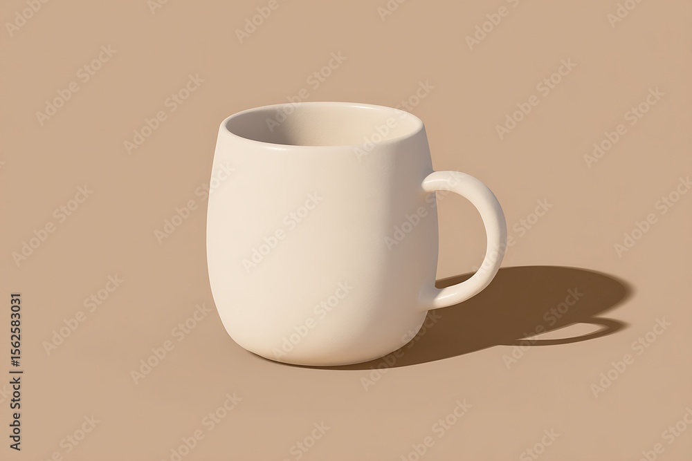 Empty cream mug on beige background Empty cream mug on beige background