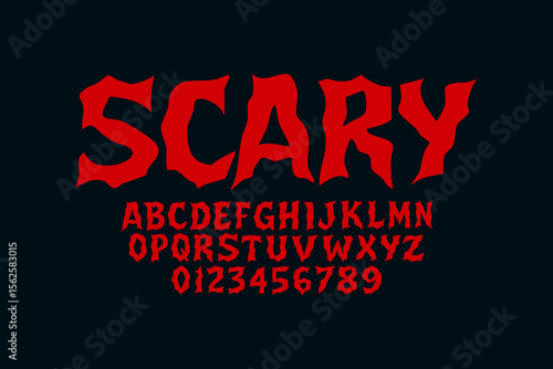 Punk Rock Lettering tattoo vector type font. Scary horror alphabet design