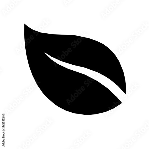 Simple Black Leaf Icon Vector Illustration of a Single Leaf