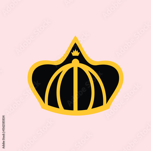 Traditional crown illustration in black, gold and maroon, complete with eye symbol and small crown, suitable for royal, cultural and power symbol themes.