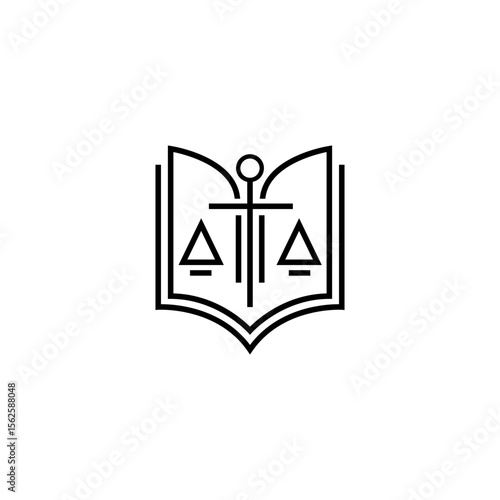 Law firm justice minimal logo design vector graphic template.