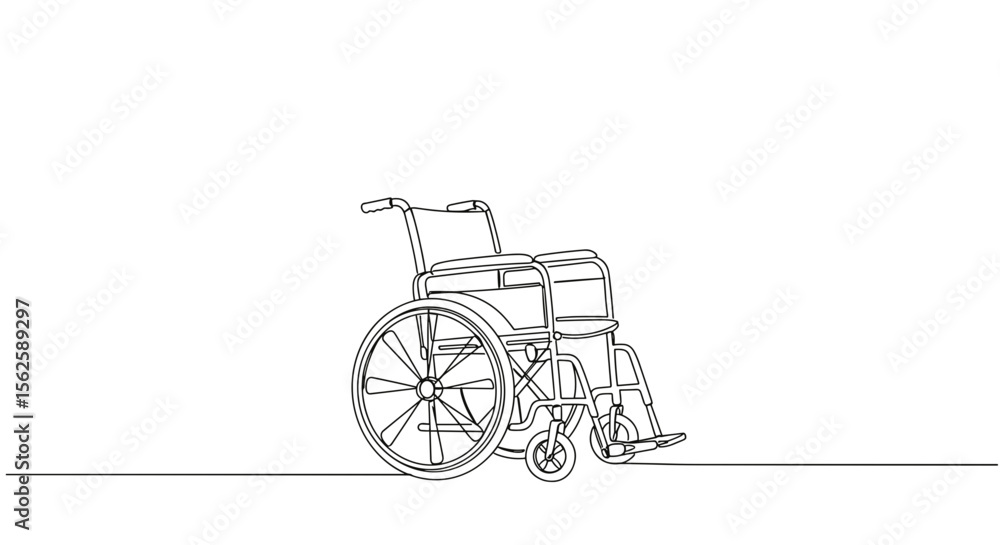 Fototapeta premium Line art illustration of a wheelchair
