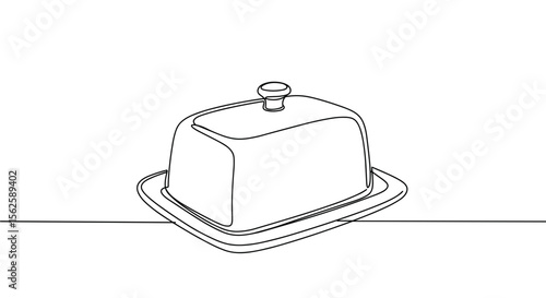 Butter dish with lid in minimalist line art style