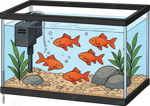 金魚の水槽のイラスト
