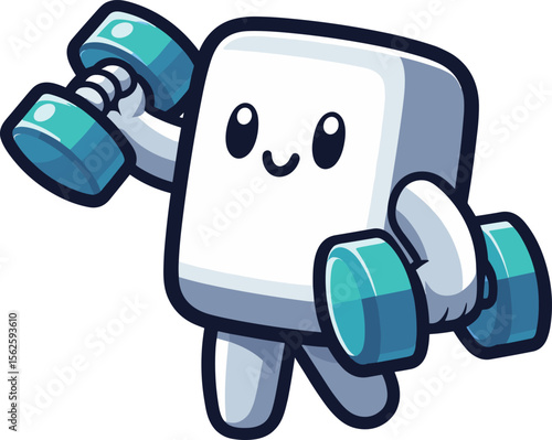 ダンベルで筋トレをするキャラクターのイラスト