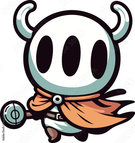 マントをまとった三つ目の謎モンスターのイラスト