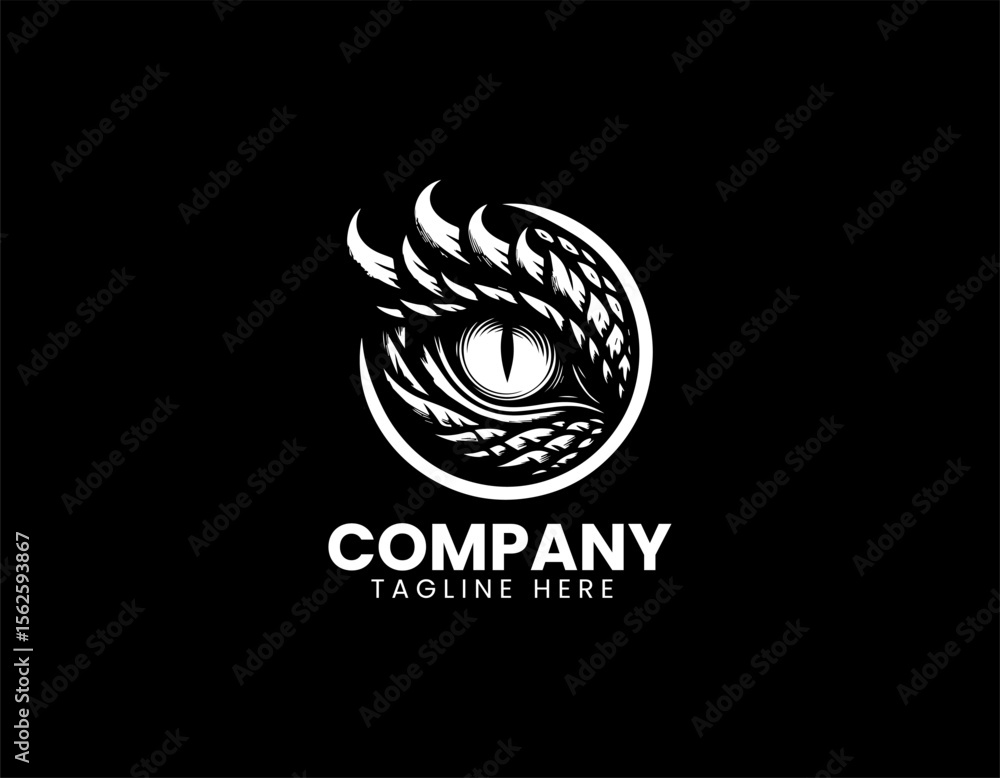 Fantasy dragon eye in a bold vector logo for mythological creature branding and design Fantasy dragon eye in a bold vector logo for mythological creature branding and design