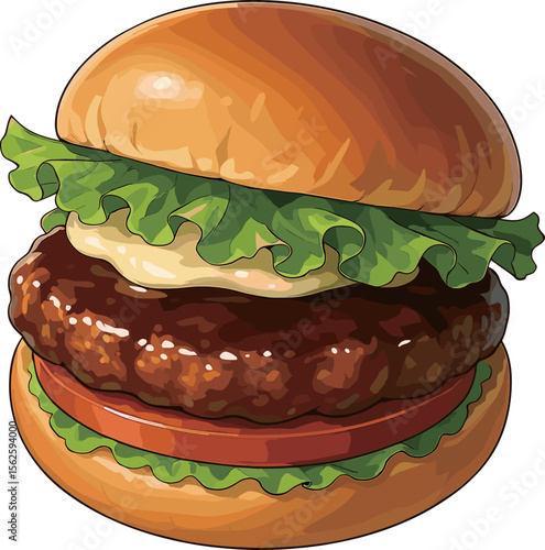 テリヤキバーガーのイラスト