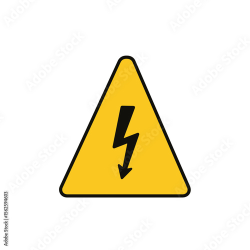 Yellow warning sign with a lightning bolt symbol in black, cautioning of electrical hazards.
