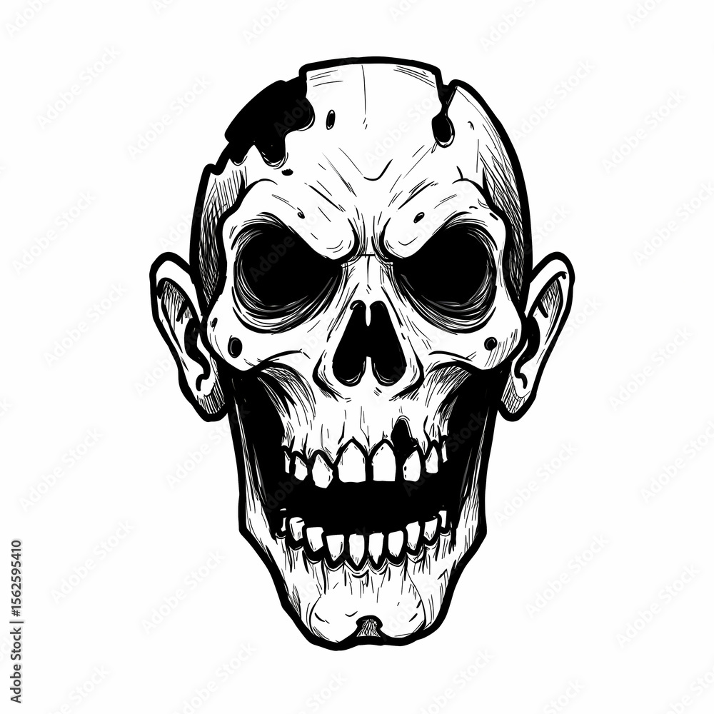 Fototapeta premium Skull illustration with dark features representing concept of Halloween 