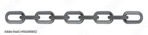 Metal realistic black chain on white panoramic background - Vector illustration