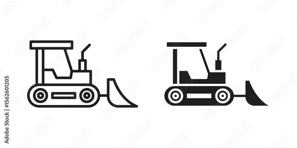 Naklejka premium Bulldozer icon vector collection. vector stock symbol illustrations