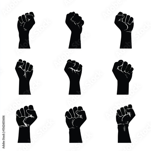 blm fist silhouette set, Black & White silhouette set