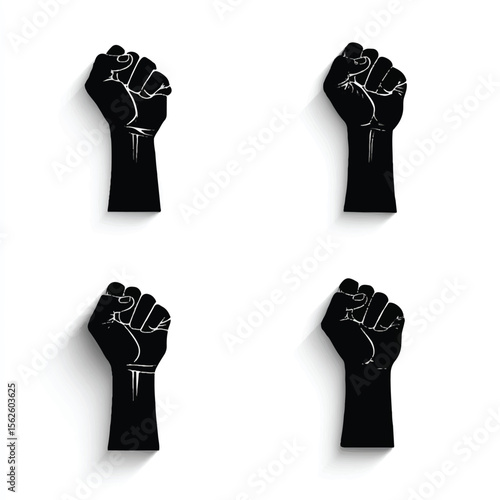 blm fist silhouette set, Black & White silhouette set