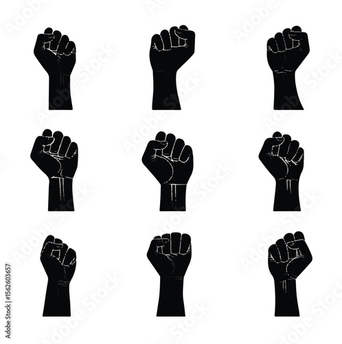 blm fist silhouette set, Black & White silhouette set