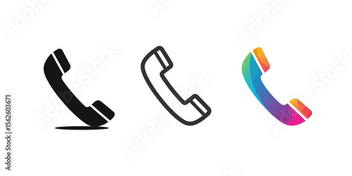 Minimal vector icon of a phone handset, representing voice call and communication. eps 10