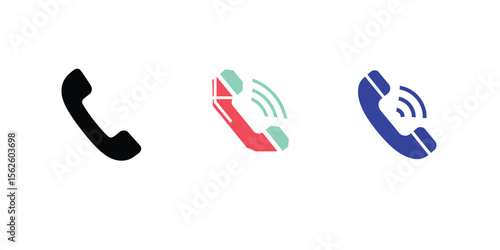 Minimal vector icon of a phone handset, representing voice call and communication. eps 10