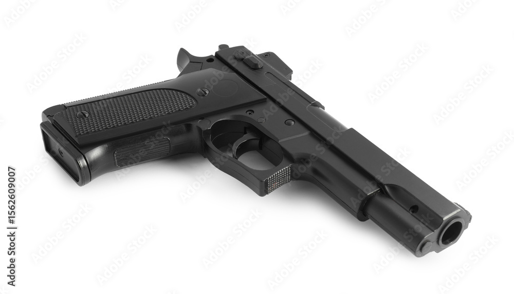 Black gun on white background. Police equipment Black gun on white background. Police equipment