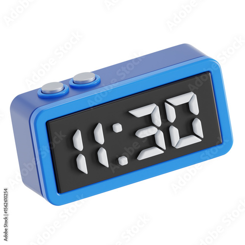 Digital desk clock with time 3D illustration