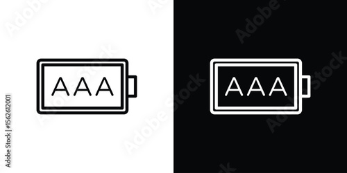AAA battery icon symbol in thin line, outline and stroke style for apps