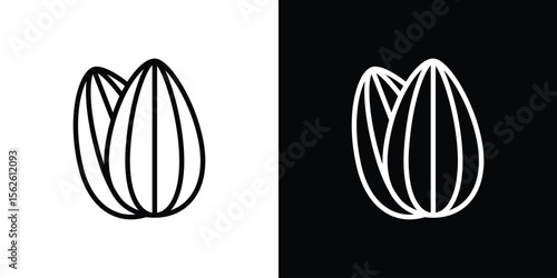Almond icon symbol in thin line, outline and stroke style for apps