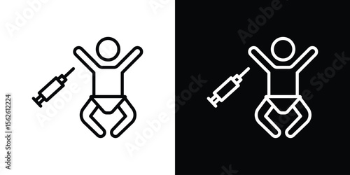 Baby Vaccination icon symbol in thin line, outline and stroke style for apps