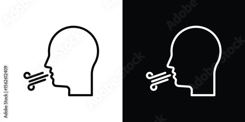 Breath icon symbol in thin line, outline and stroke style for apps