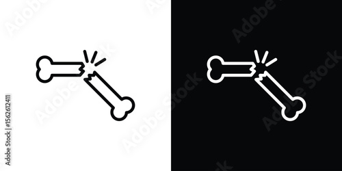 Broken bone icon symbol in thin line, outline and stroke style for apps