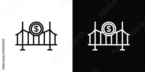 Bridging loan icon symbol in thin line, outline and stroke style for apps