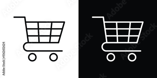 Cart icon symbol in thin line, outline and stroke style for apps