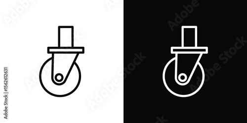 Cart trolley wheel icon symbol in thin line, outline and stroke style for apps