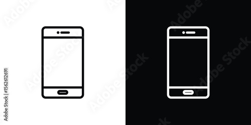 Cell phone icon symbol in thin line, outline and stroke style for apps
