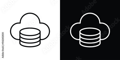 Cloud server icon symbol in thin line, outline and stroke style for apps