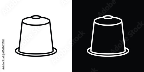 Coffee capsule icon symbol in thin line, outline and stroke style for apps