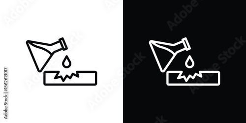 Corrosive substance icon symbol in thin line, outline and stroke style for apps