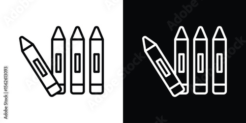 Crayon icon symbol in thin line, outline and stroke style for apps
