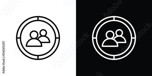 Demographics icon symbol in thin line, outline and stroke style for apps