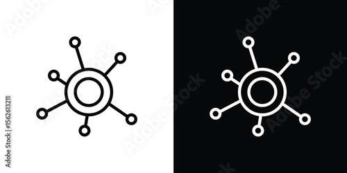 Decentralized icon symbol in thin line, outline and stroke style for apps
