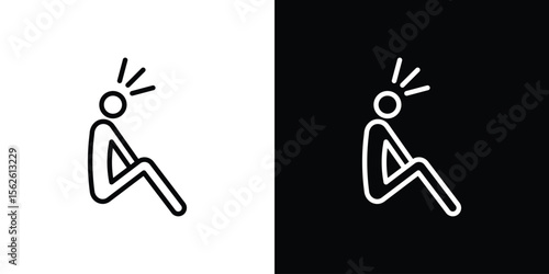 Depression icon symbol in thin line, outline and stroke style for apps