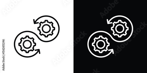 Devops icon symbol in thin line, outline and stroke style for apps