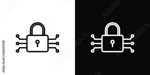 Digital Locked icon symbol in thin line, outline and stroke style for apps