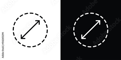 Diameter icon symbol in thin line, outline and stroke style for apps