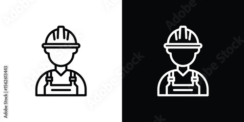 Engineer icon symbol in thin line, outline and stroke style for apps