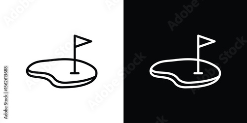 Golf yard icon symbol in thin line, outline and stroke style for apps