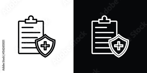 Health insurance icon symbol in thin line, outline and stroke style for apps